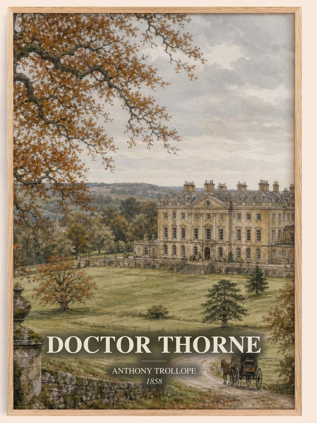 Doctor Thorne watercolour book poster by Anthony Trollope – framed literary art print