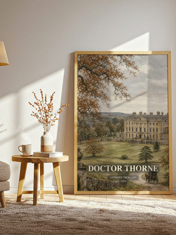 Doctor Thorne watercolour print in frame leaning in hallway – classic literature wall art