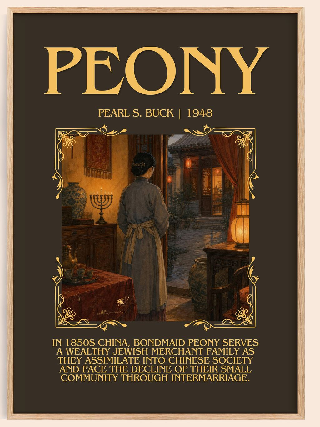 Peony Minimalist Book Poster by Pearl S. Buck – book poster