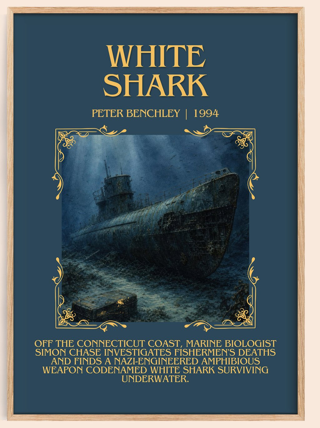 White Shark Minimalist Book Poster by Peter Benchley – book poster