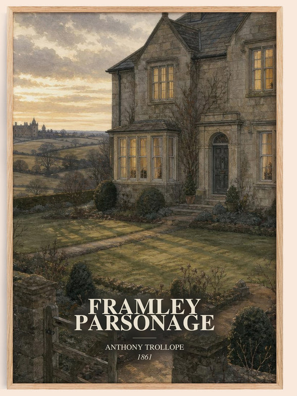 Framley Parsonage watercolour book poster by Anthony Trollope – framed literary art print