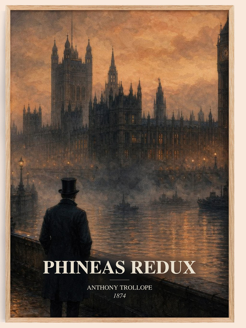 Phineas Redux watercolour book poster by Anthony Trollope – framed literary art print