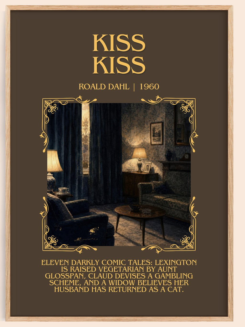 Kiss Kiss Minimalist Book Poster by Roald Dahl – book poster