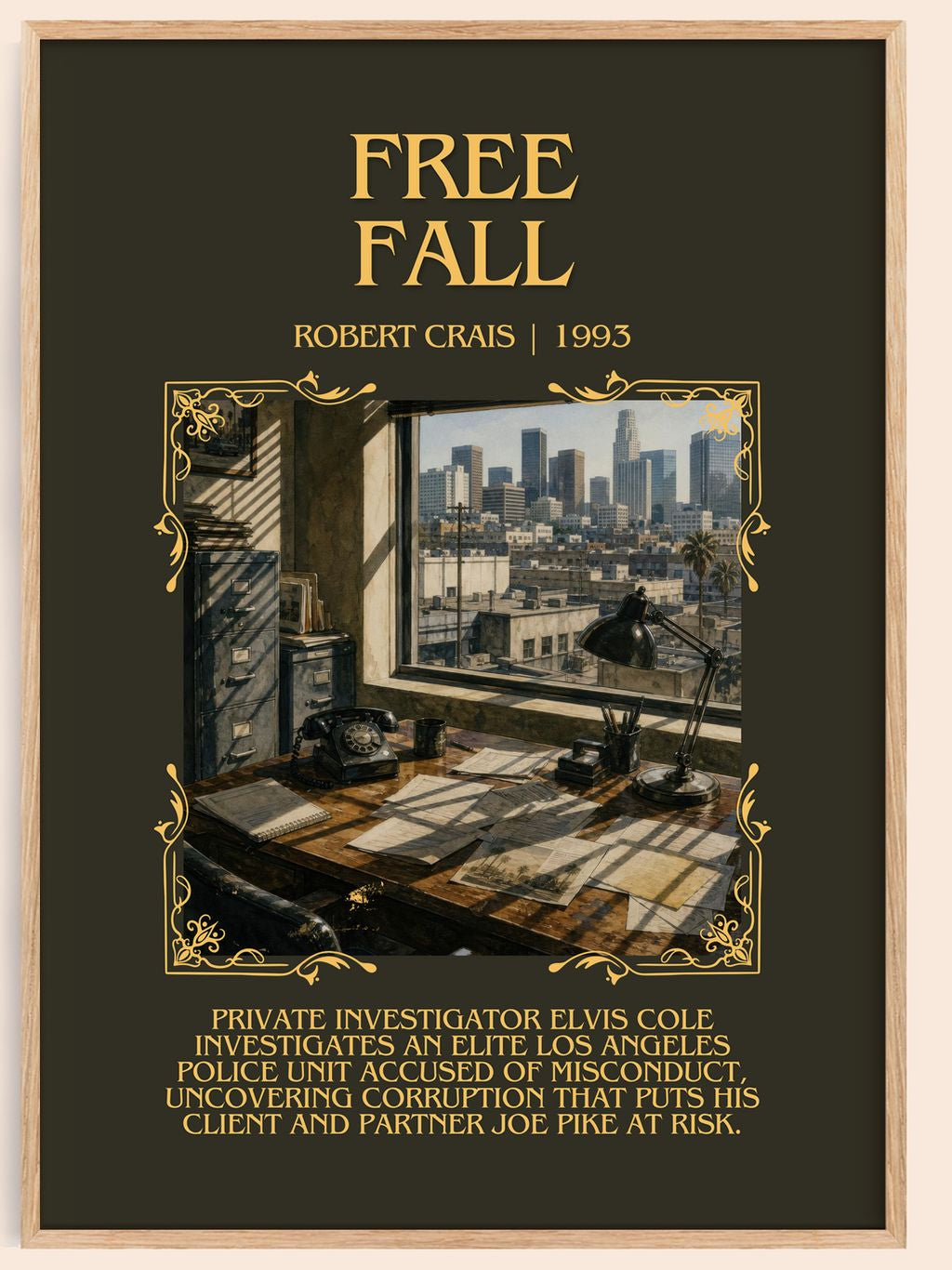 Free Fall Minimalist Book Poster by Robert Crais – book poster