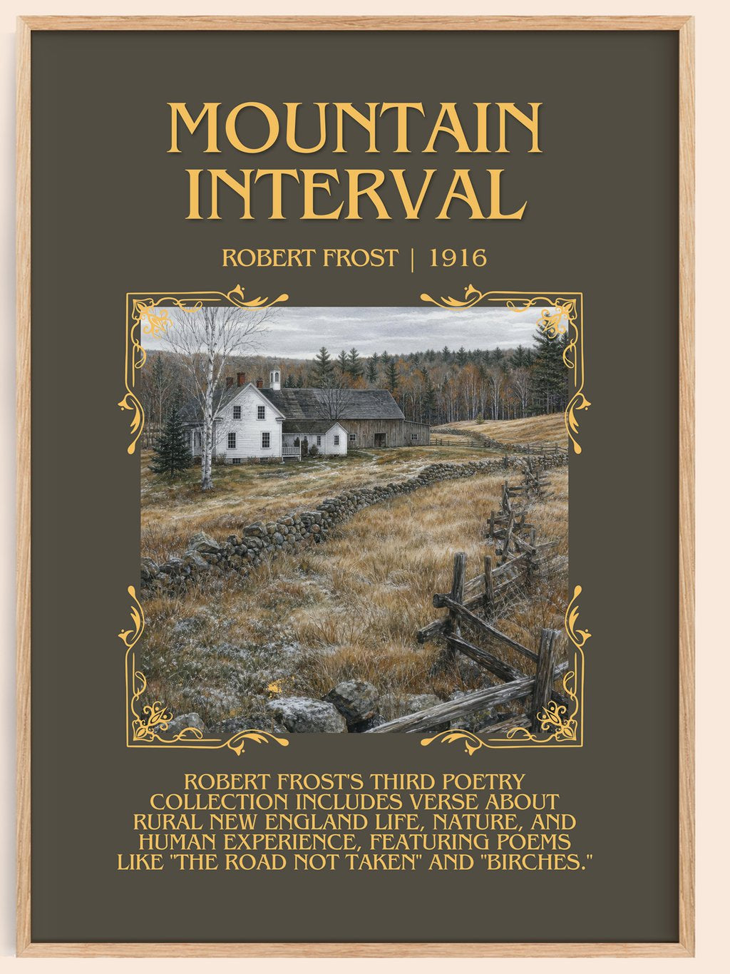 Mountain Interval Minimalist Book Poster by Robert Frost – book poster