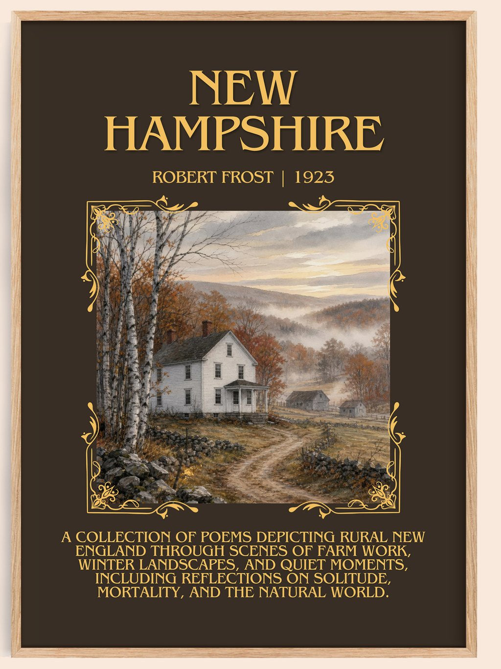 New Hampshire Minimalist Book Poster by Robert Frost – book poster