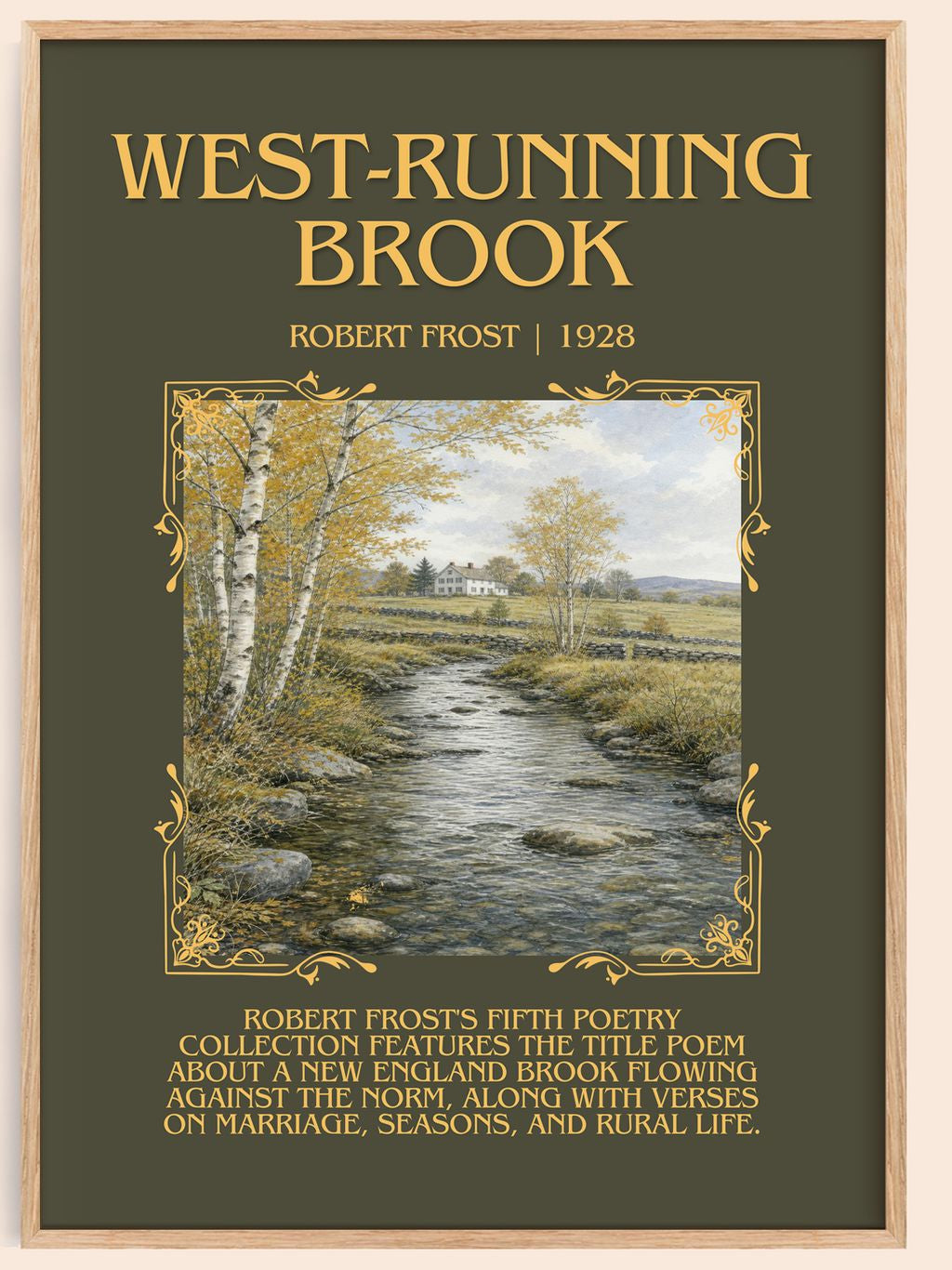 West-Running Brook Minimalist Book Poster by Robert Frost – book poster