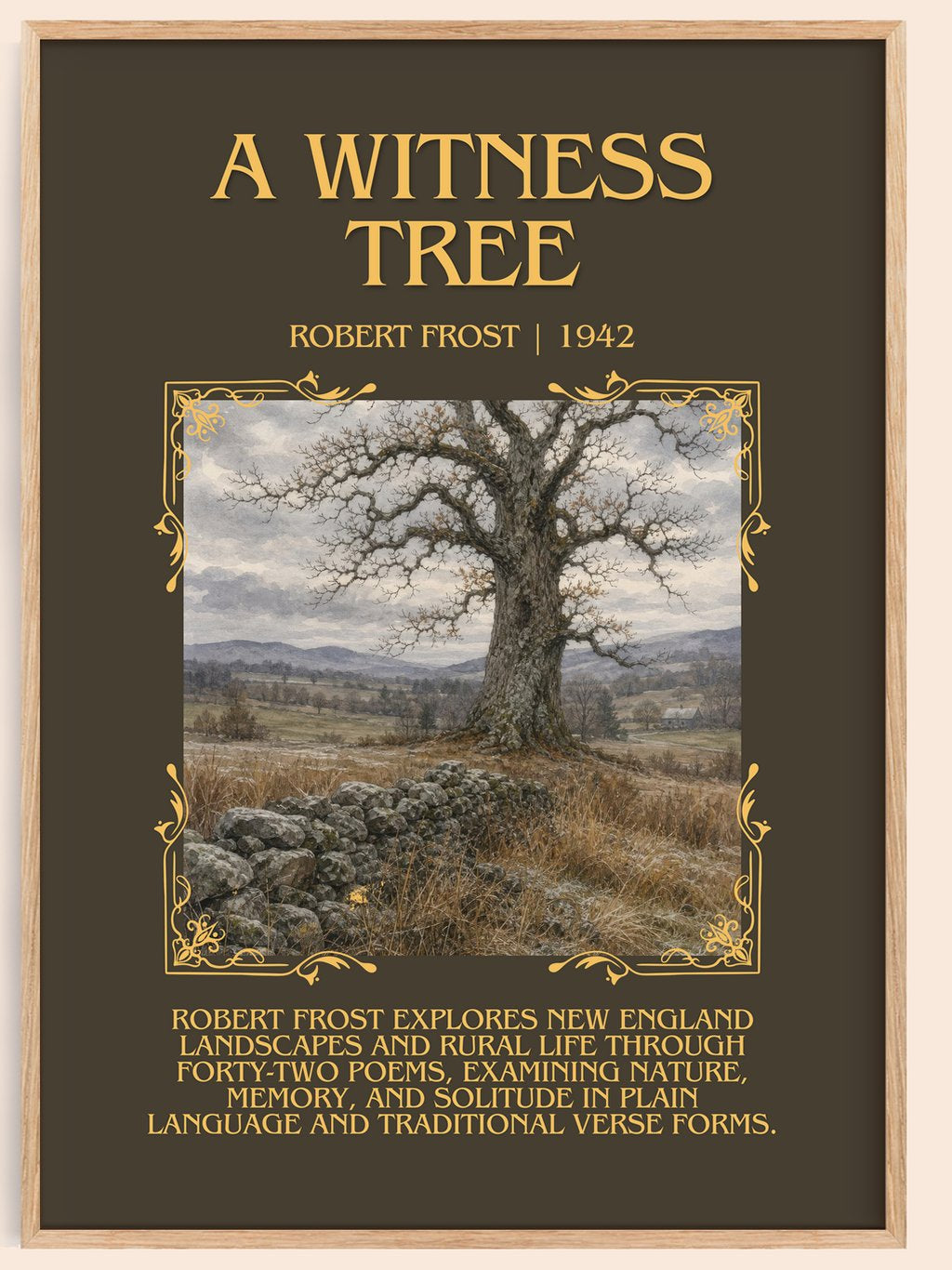A Witness Tree Minimalist Book Poster by Robert Frost – book poster