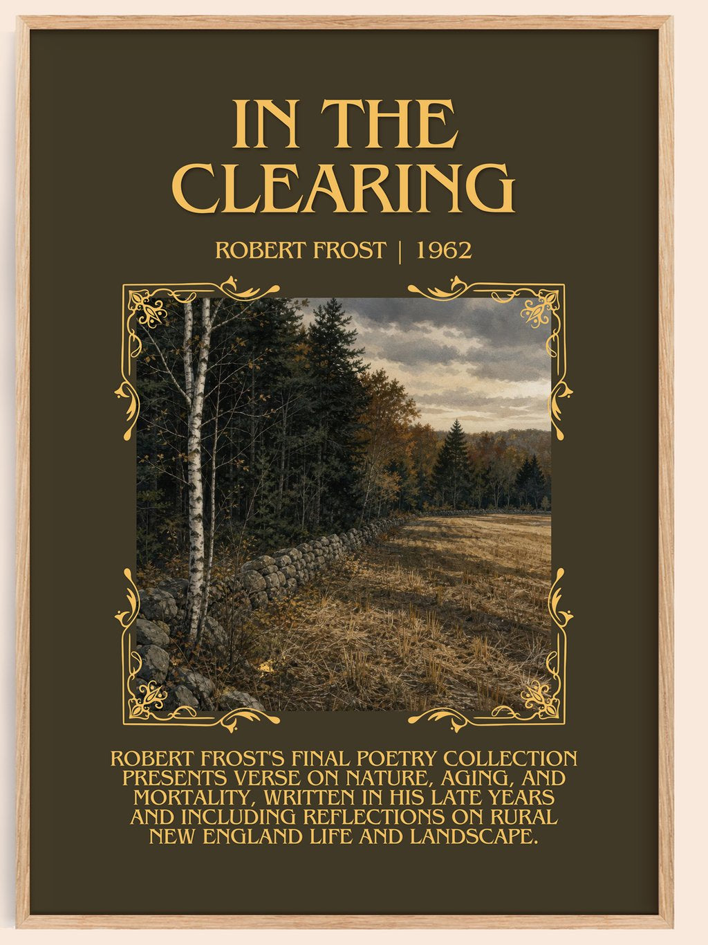 In The Clearing Minimalist Book Poster by Robert Frost – book poster