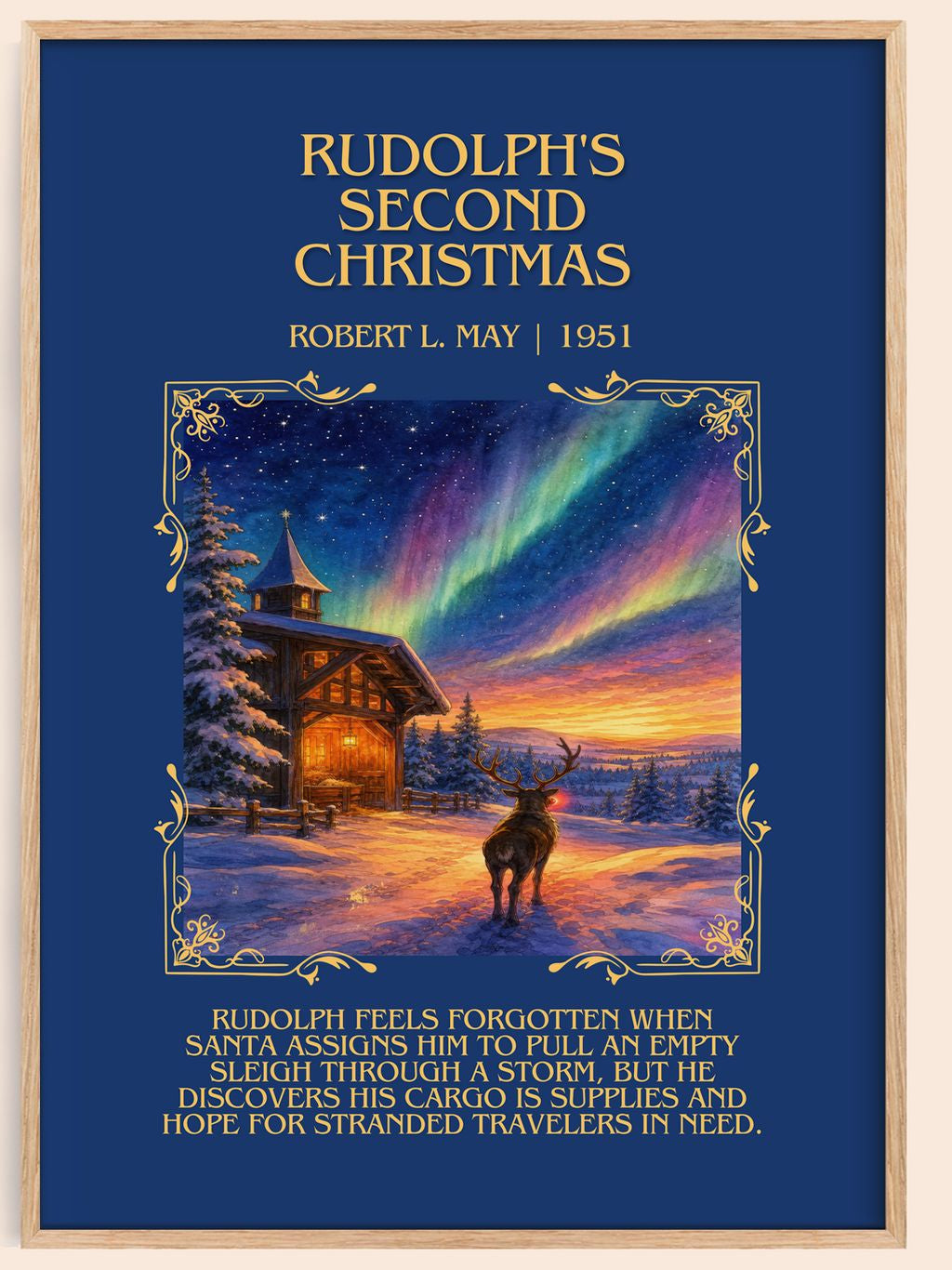 Rudolph'S Second Christmas Minimalist Book Poster by Robert L. May – book poster