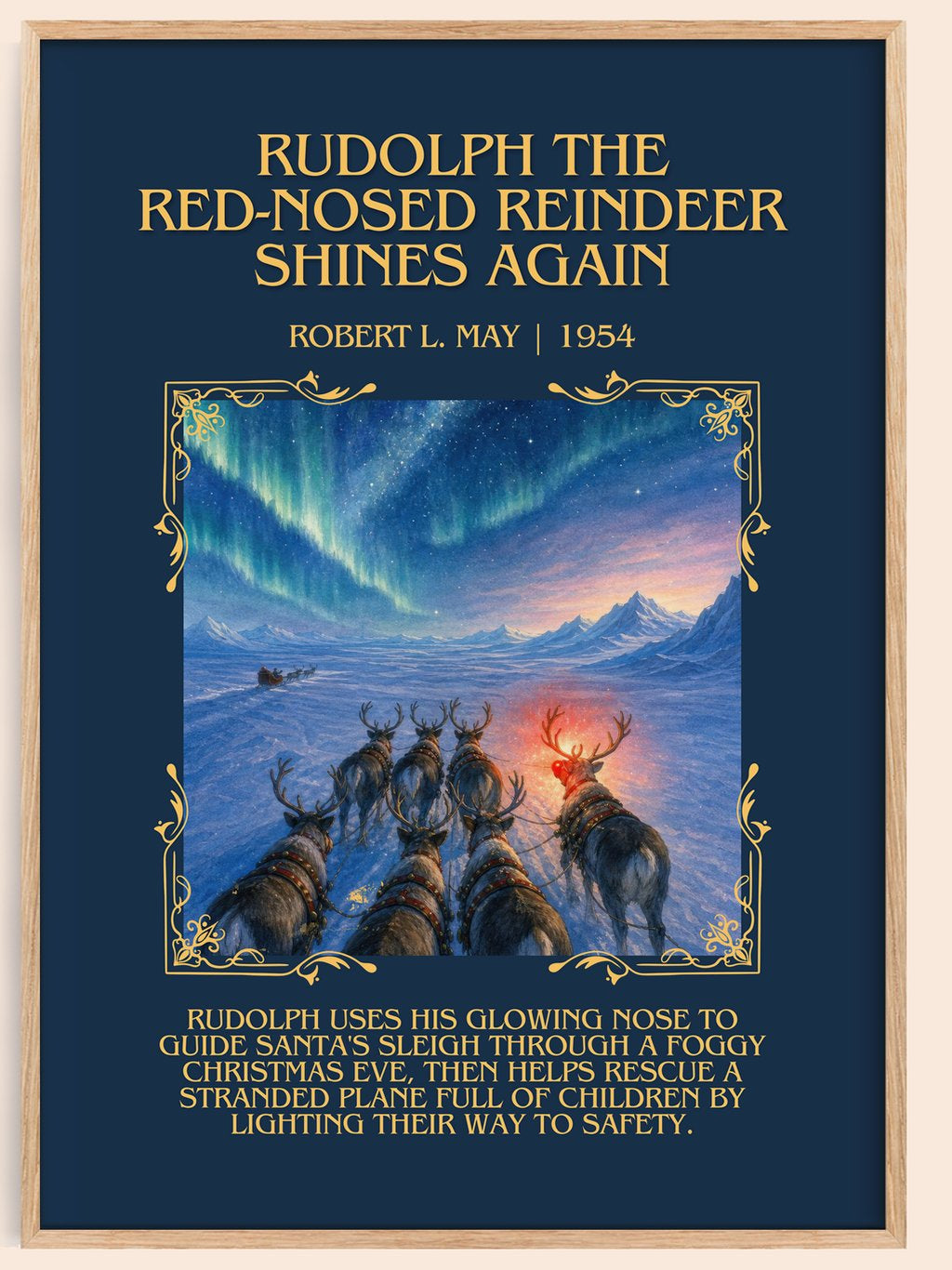 Rudolph The Red-Nosed Reindeer Shines Again Minimalist Book Poster – – book poster