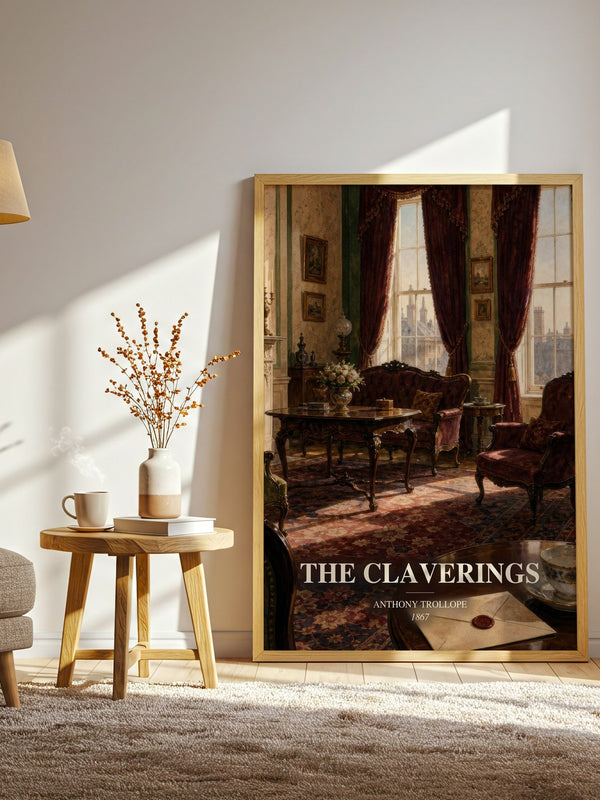 The Claverings watercolour print in frame leaning in hallway – classic literature wall art