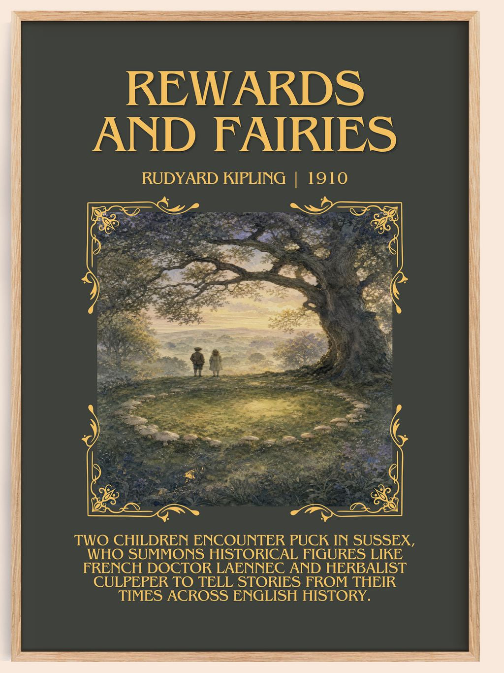 Rewards And Fairies Minimalist Book Poster by Rudyard Kipling – book poster