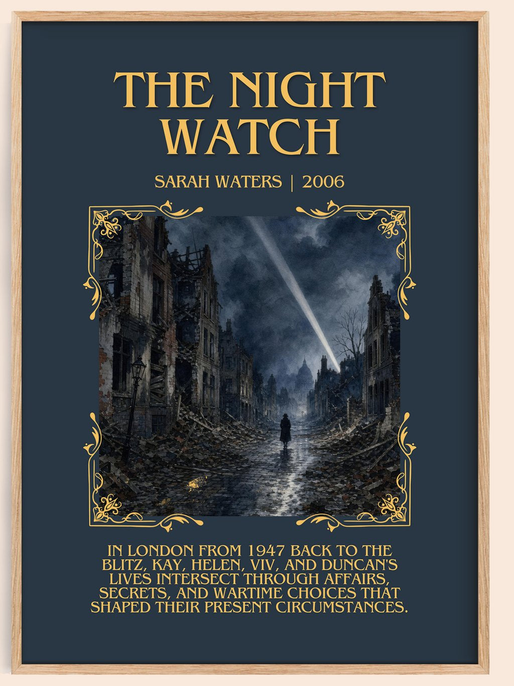 The Night Watch Minimalist Book Poster by Sarah Waters – book poster