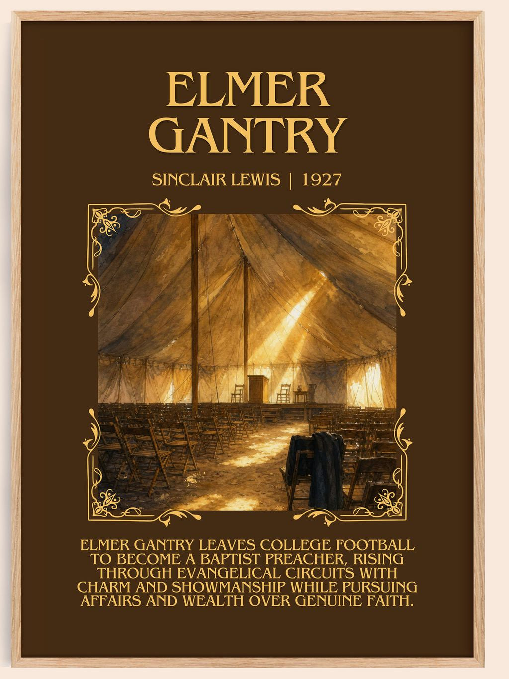 Elmer Gantry Minimalist Book Poster by Sinclair Lewis – book poster