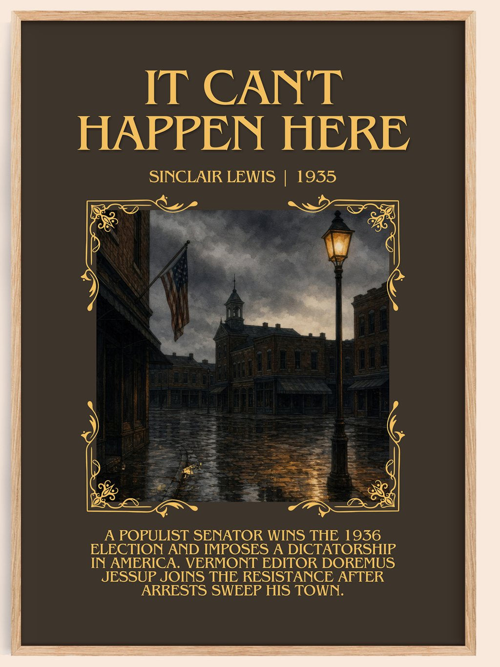 It Can'T Happen Here Minimalist Book Poster by Sinclair Lewis – book poster