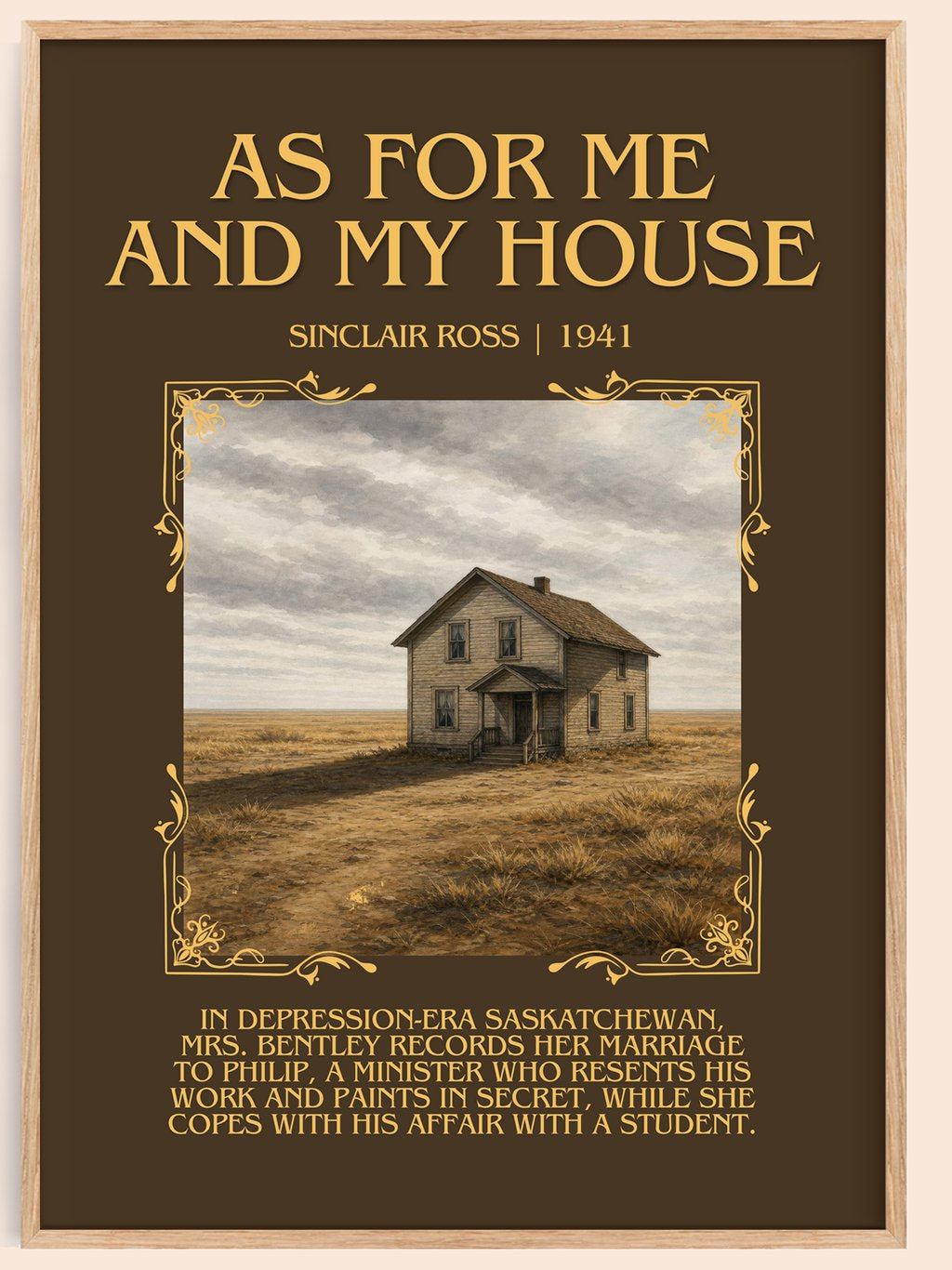 As For Me And My House Minimalist Book Poster by Sinclair Ross – book poster