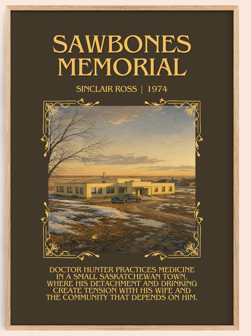 Sawbones Memorial Minimalist Book Poster by Sinclair Ross – book poster