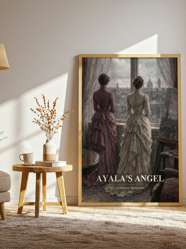 Ayala'S Angel watercolour print in frame leaning in hallway – classic literature wall art