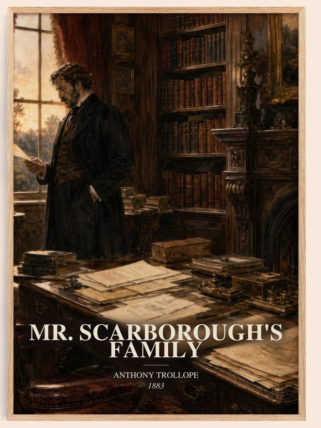 Mr. Scarborough'S Family watercolour book poster by Anthony Trollope – framed literary art print