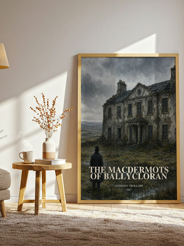 The Macdermots Of Ballycloran watercolour print in frame leaning in hallway – historical fiction wall art