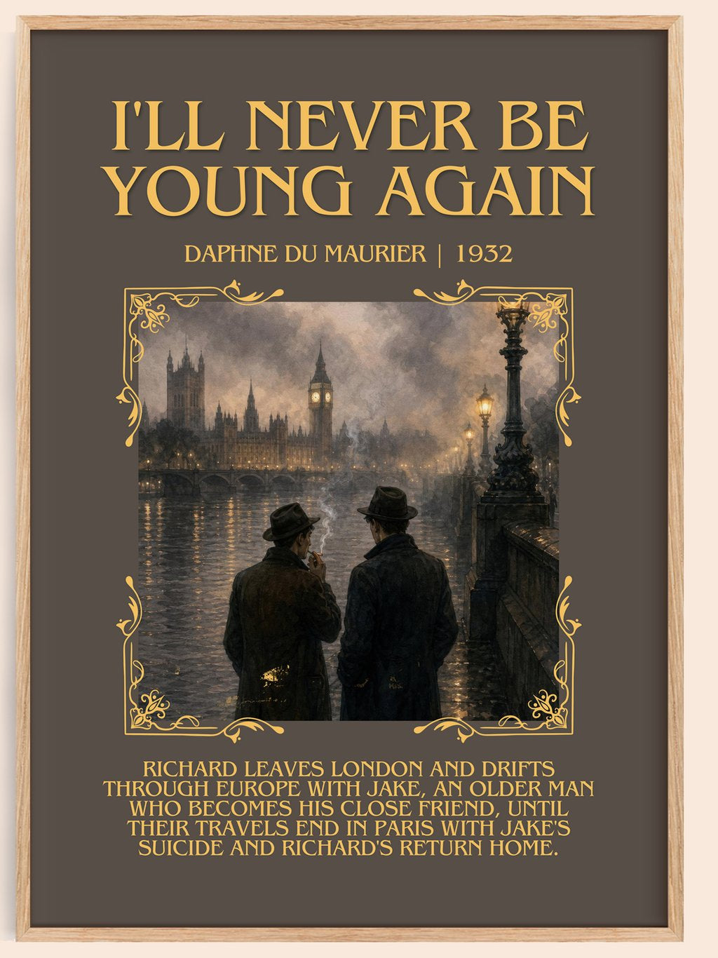 I'll Never Be Young Again Minimalist Book Poster by Daphne du Maurier – book poster