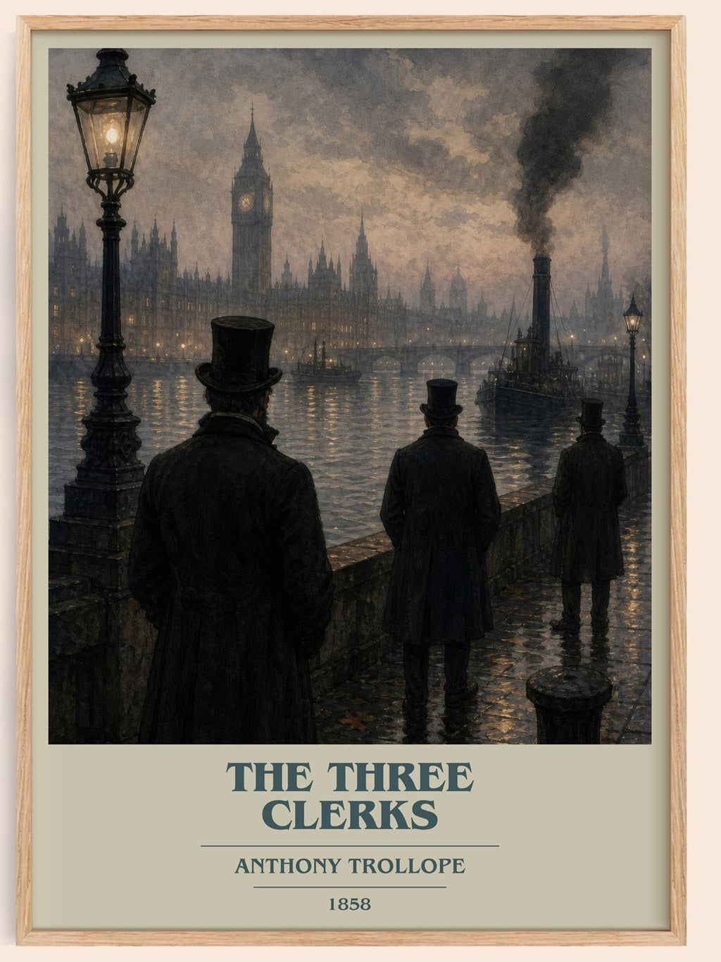 The Three Clerks book cover book poster by Anthony Trollope – framed literary art print