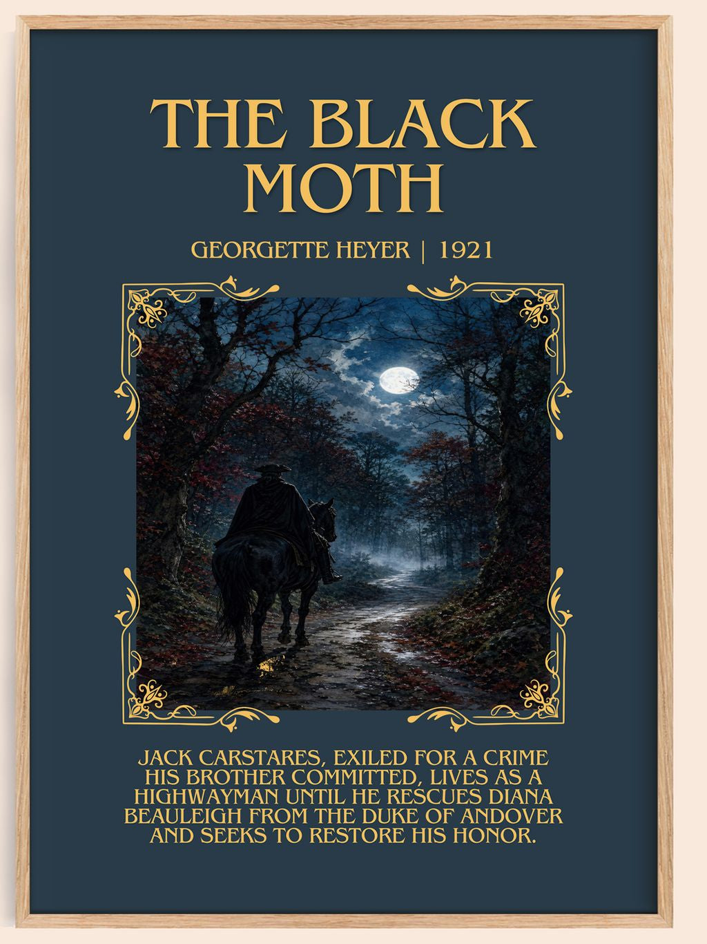 The Black Moth Minimalist Book Poster by Georgette Heyer – book poster