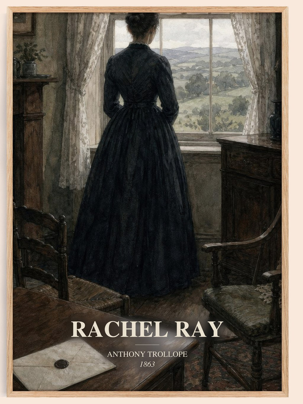 Rachel Ray watercolour book poster by Anthony Trollope – framed literary art print