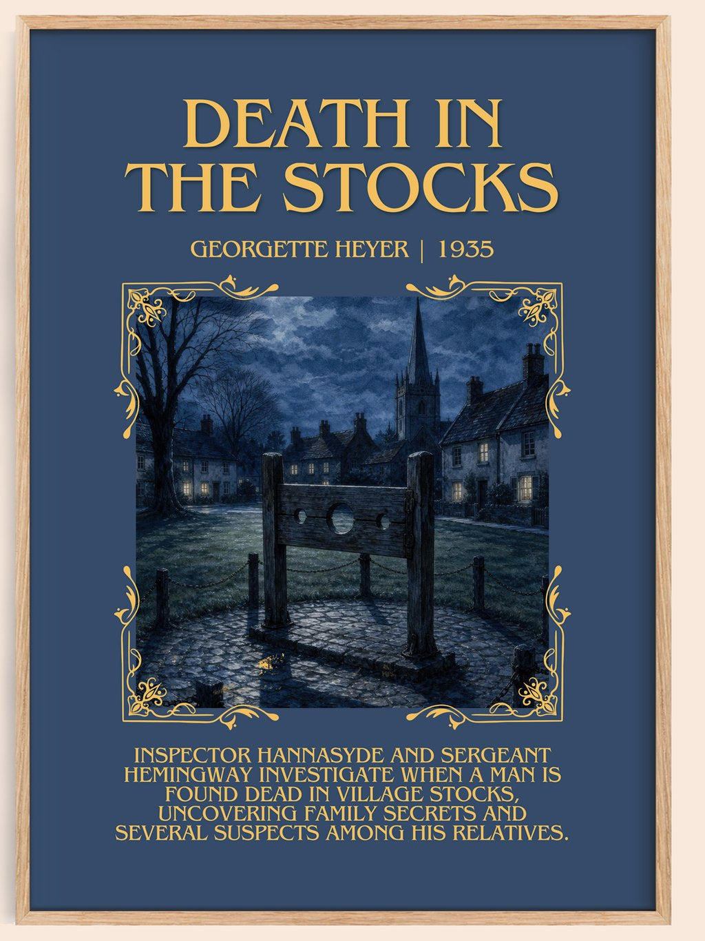 Death in the Stocks Minimalist Book Poster by Georgette Heyer – book poster