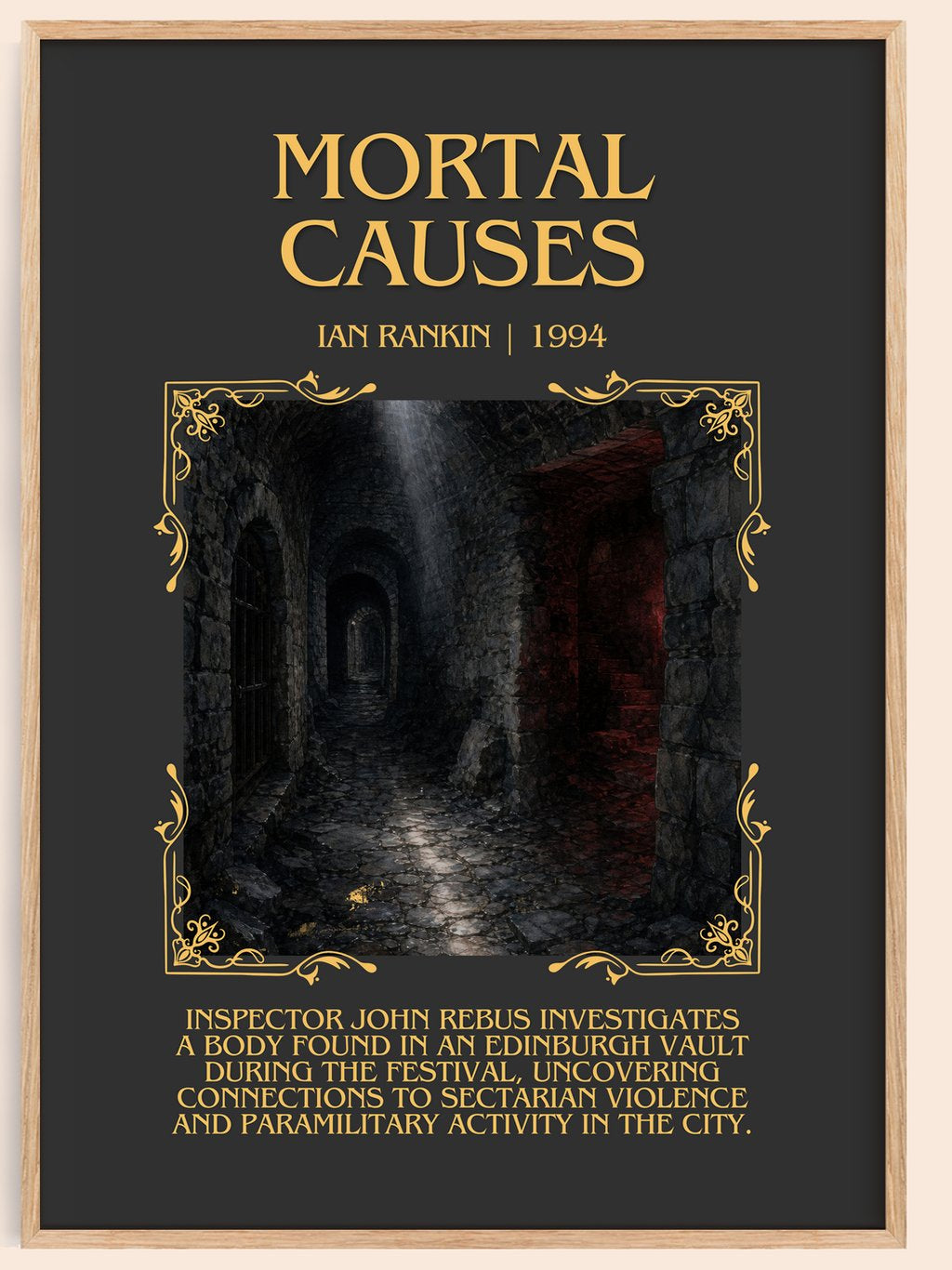 Mortal Causes Minimalist Book Poster by Ian Rankin – book poster