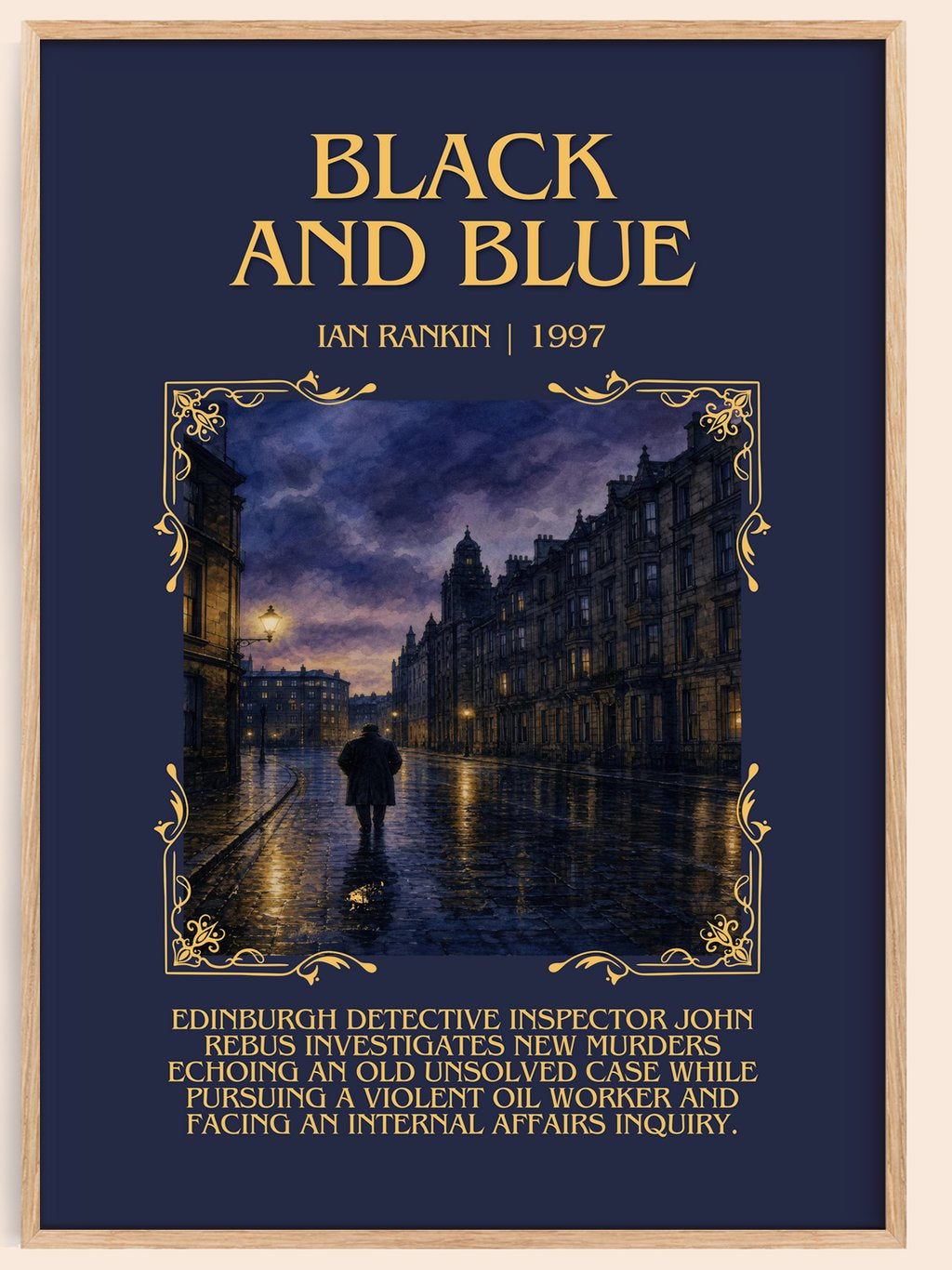 Black and Blue Minimalist Book Poster by Ian Rankin – book poster