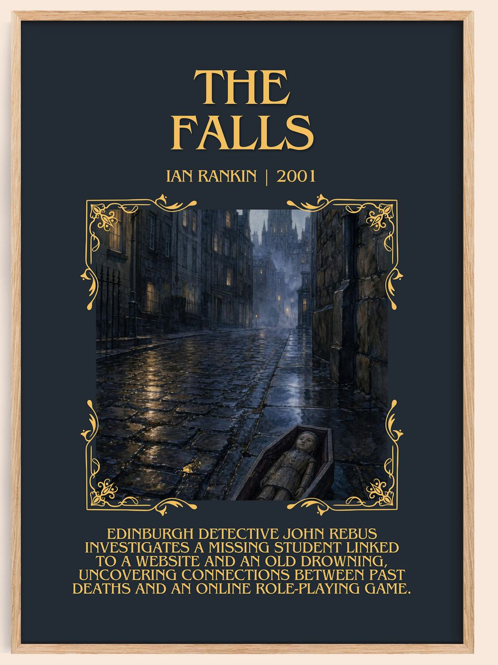 The Falls Minimalist Book Poster by Ian Rankin – book poster