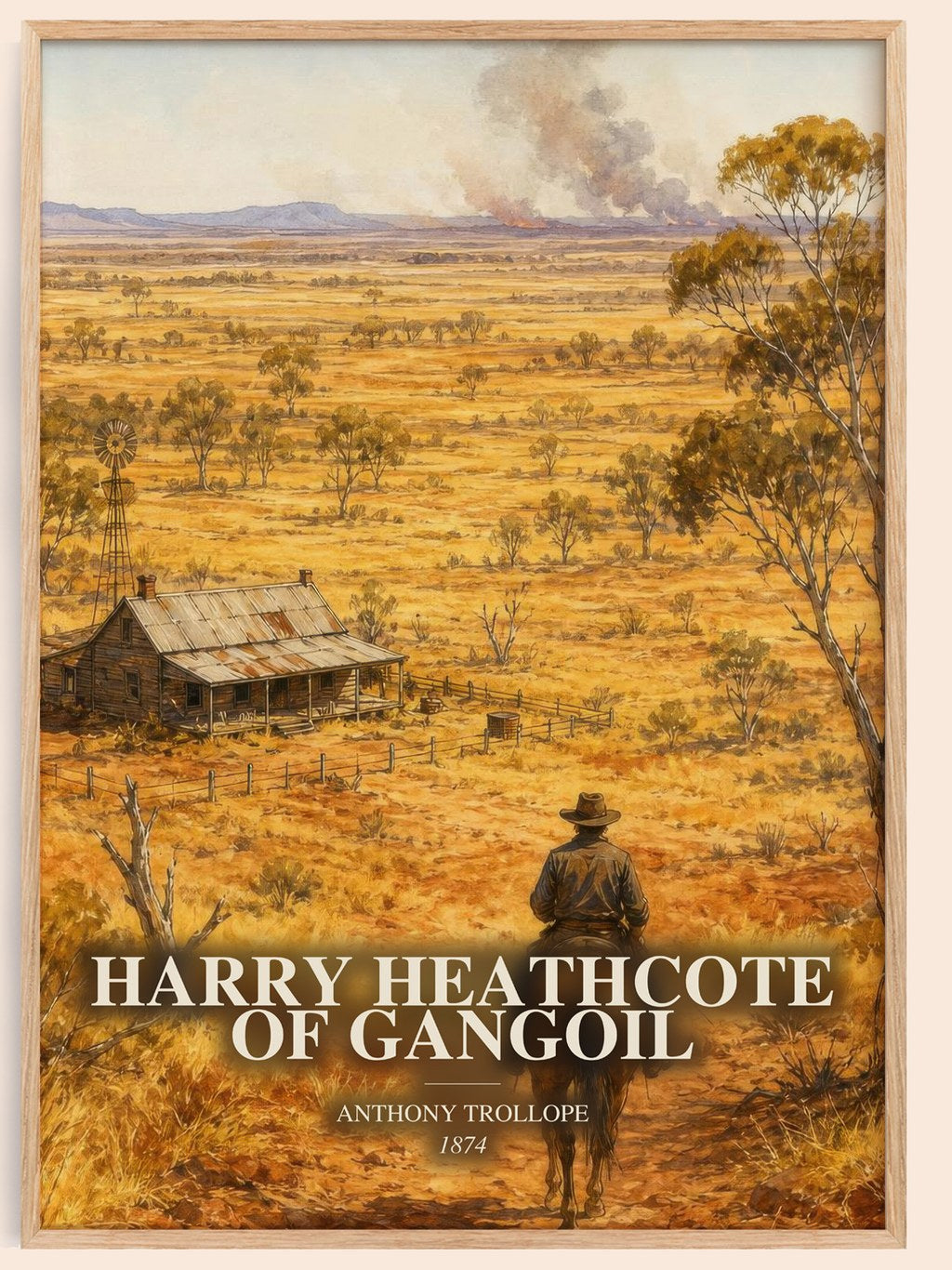 Harry Heathcote Of Gangoil watercolour book poster by Anthony Trollope – framed literary art print
