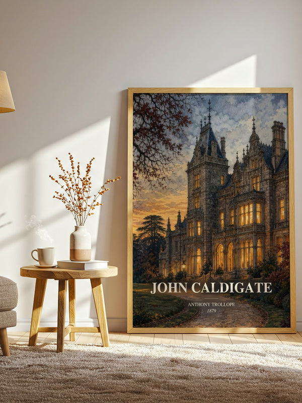 John Caldigate watercolour print in frame leaning in hallway – classic literature wall art