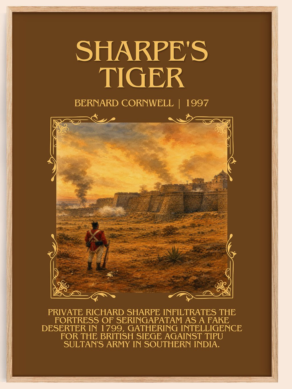 Sharpe's Tiger Minimalist Book Poster by Bernard Cornwell – book poster