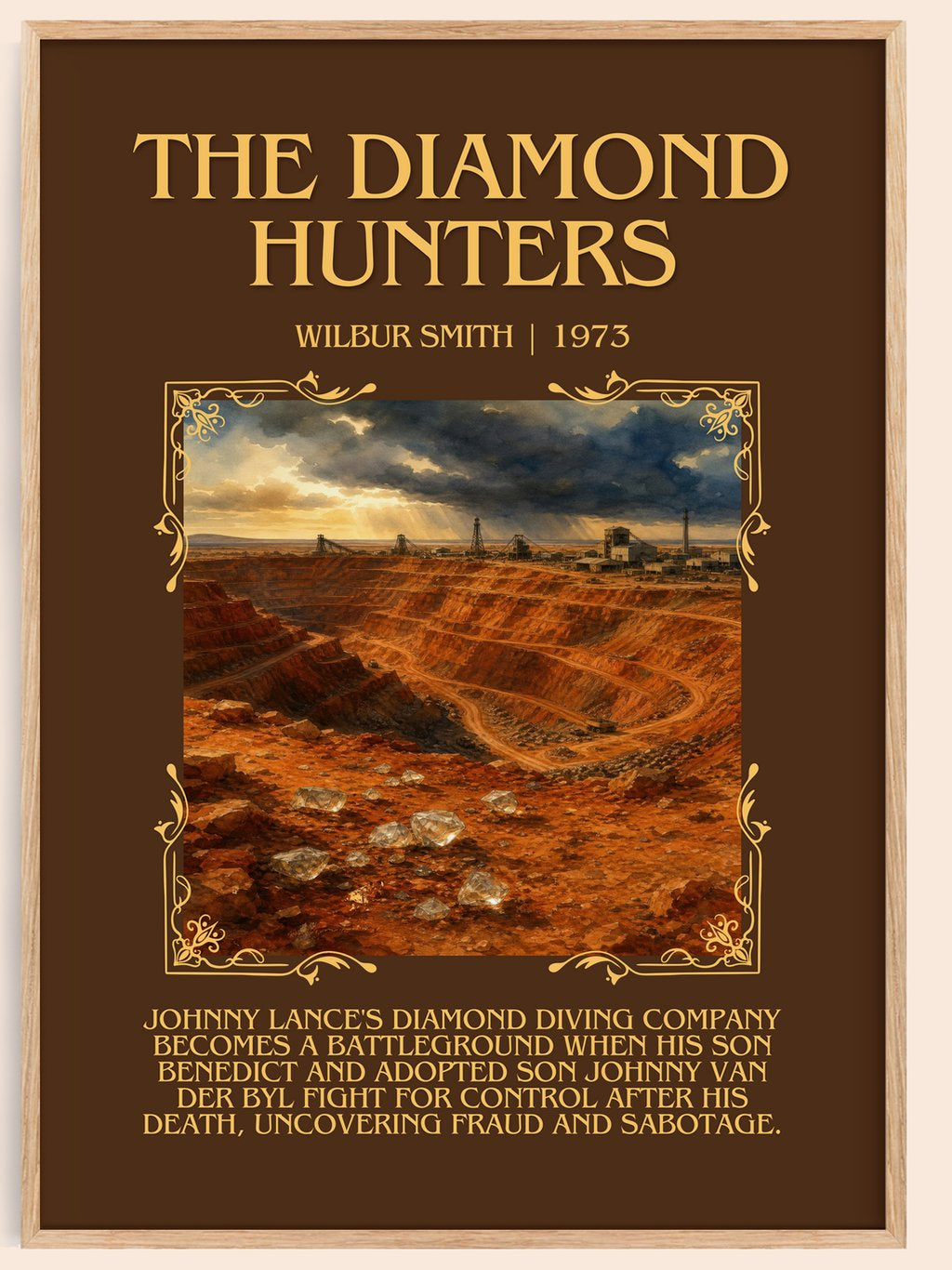 The Diamond Hunters Minimalist Book Poster by Wilbur Smith – book poster