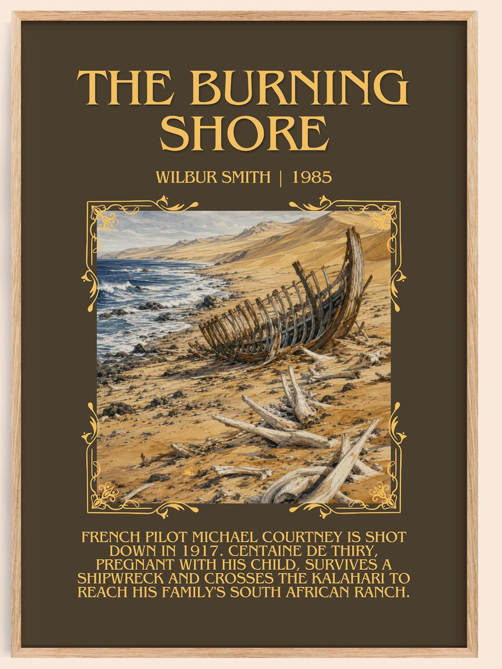 The Burning Shore Minimalist Book Poster by Wilbur Smith – book poster