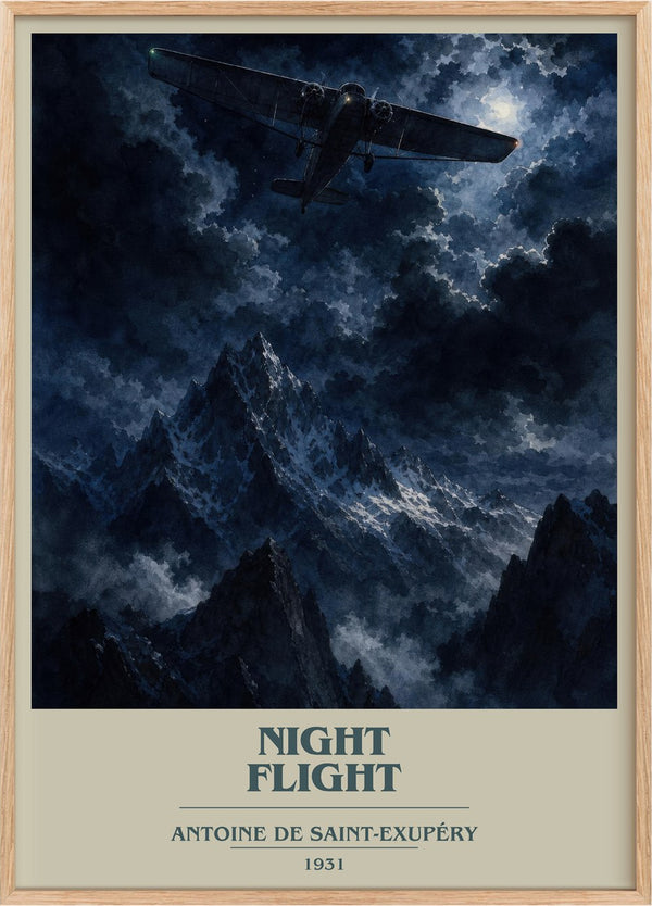Night Flight Book Cover Poster by Antoine De Saint-Exupéry