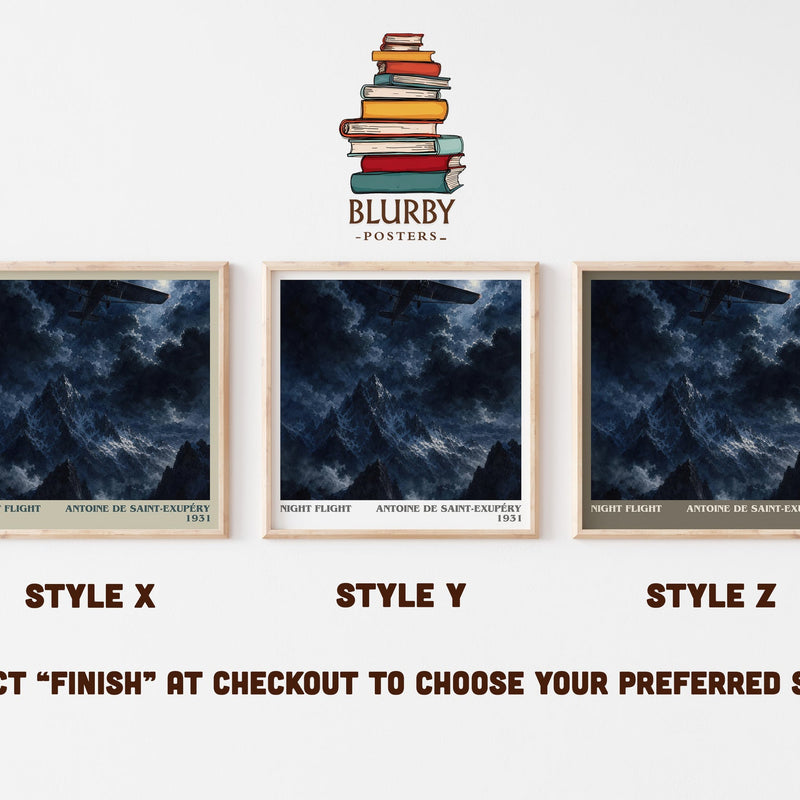 Night Flight literary print in frame leaning in hallway – literary fiction wall art