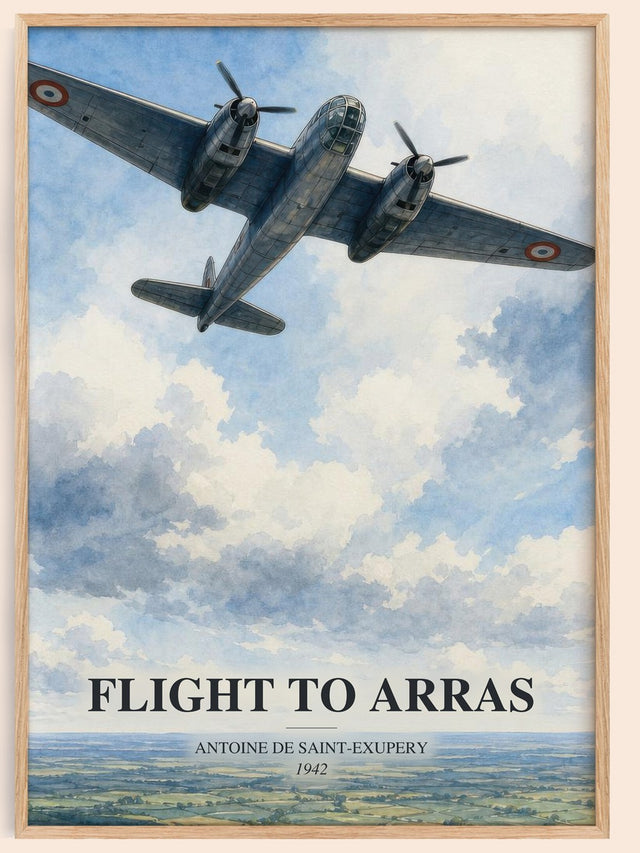 Flight To Arras Book Watercolour Illustration by A. Saint-Exupery