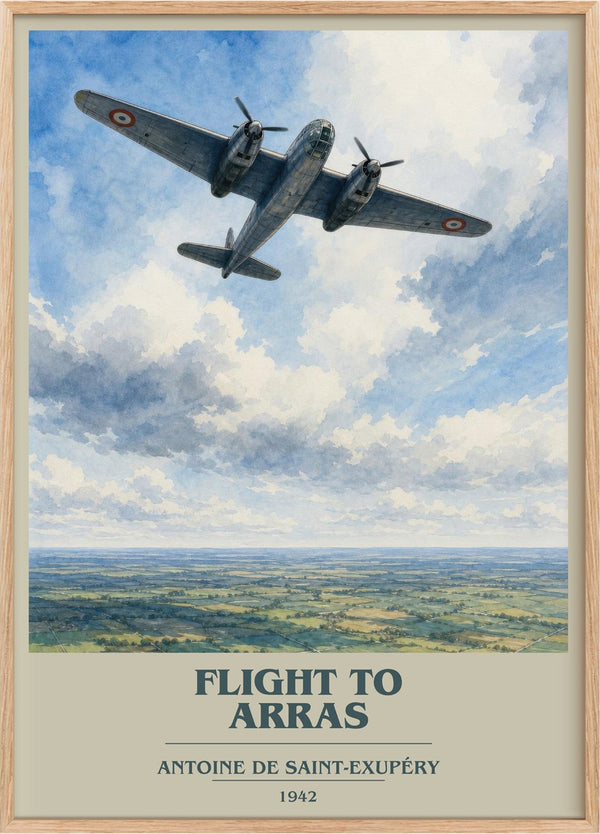Flight To Arras Book Cover Poster by Antoine De Saint-Exupéry