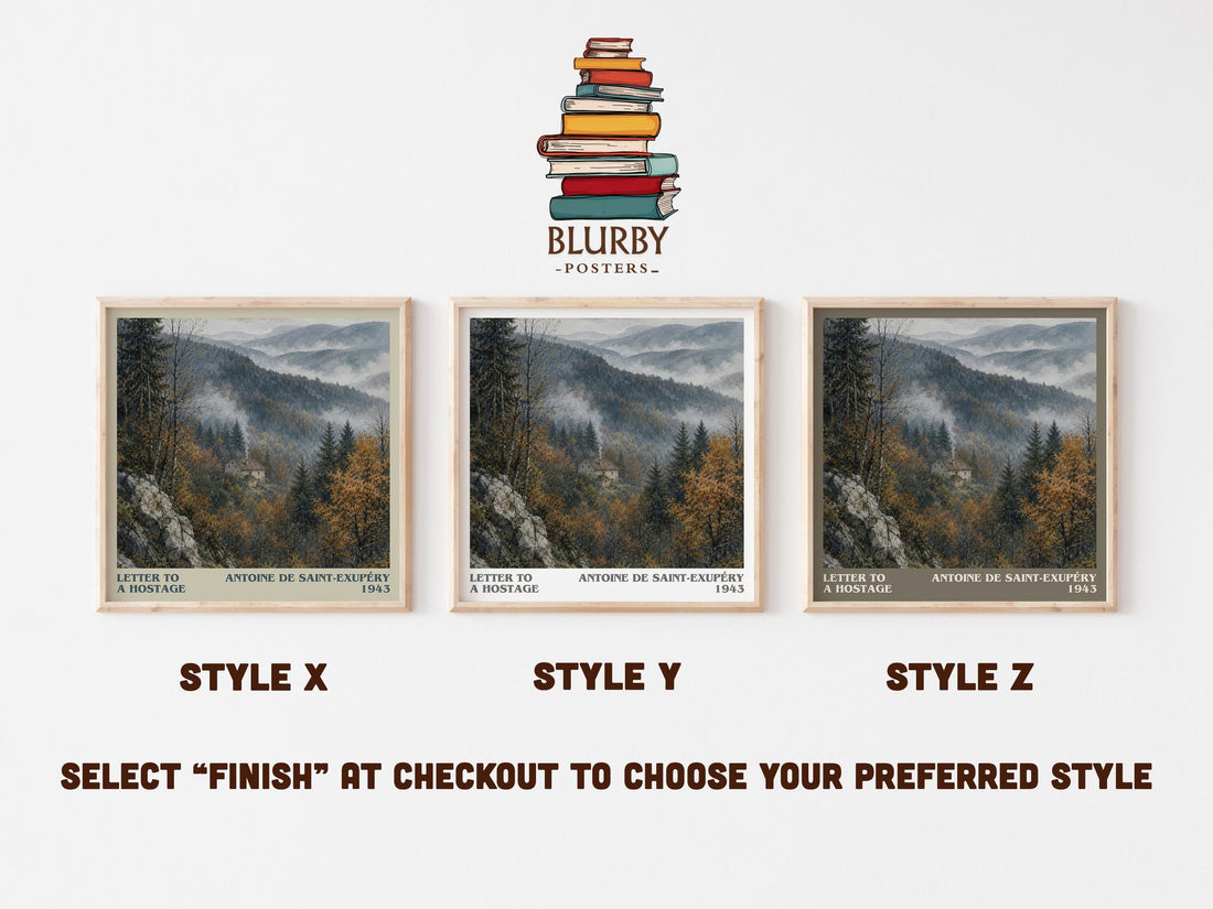 Letter To A Hostage literary print in frame leaning in hallway – memoir wall art (mockup)