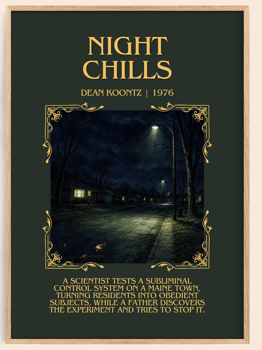 Night Chills Minimalist Book Poster by Dean Koontz – book poster