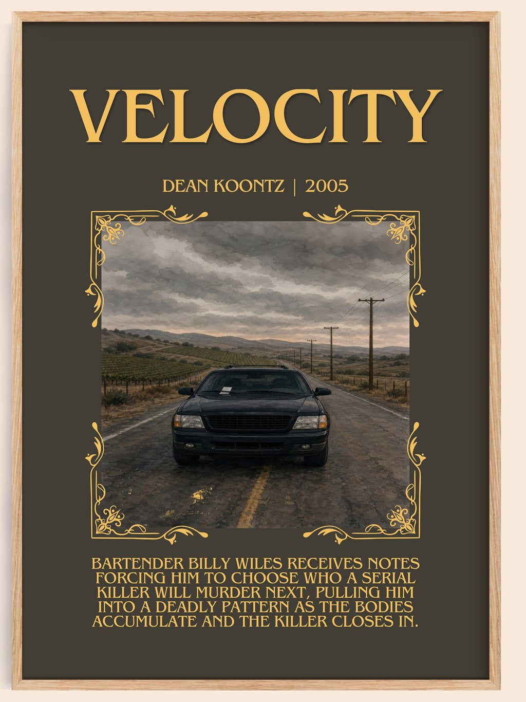 Velocity Minimalist Book Poster by Dean Koontz – book poster