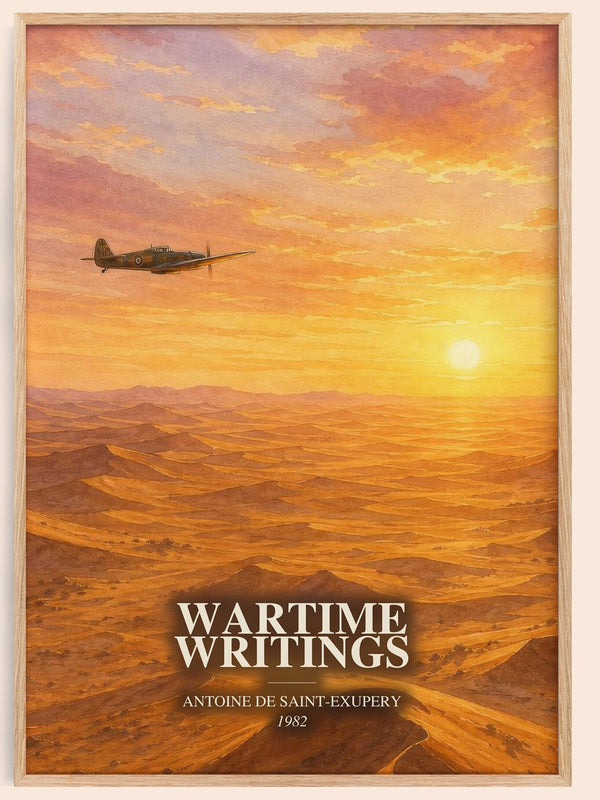 Wartime Writings watercolour book poster by Antoine De Saint-Exupery – framed literary art print