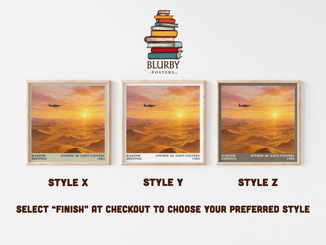 Wartime Writings literary print in frame leaning in hallway – non fiction wall art (mockup)