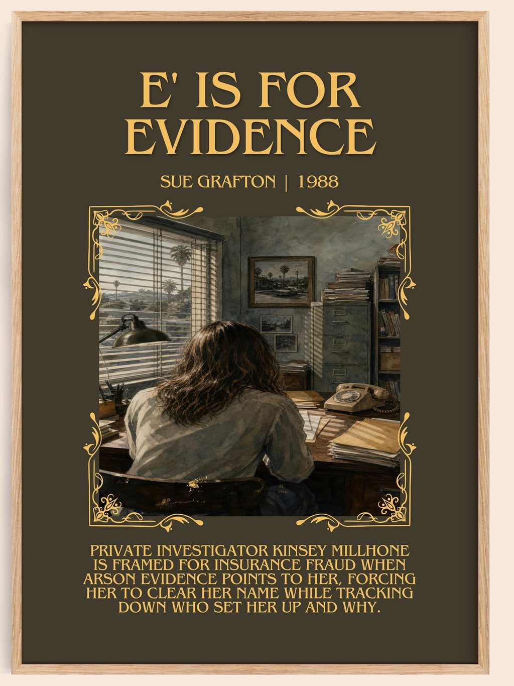 E' Is for Evidence Minimalist Book Poster by Sue Grafton – book poster