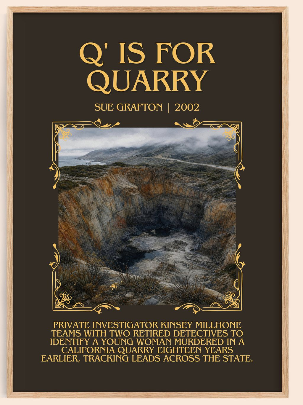Q' Is for Quarry Minimalist Book Poster by Sue Grafton – book poster