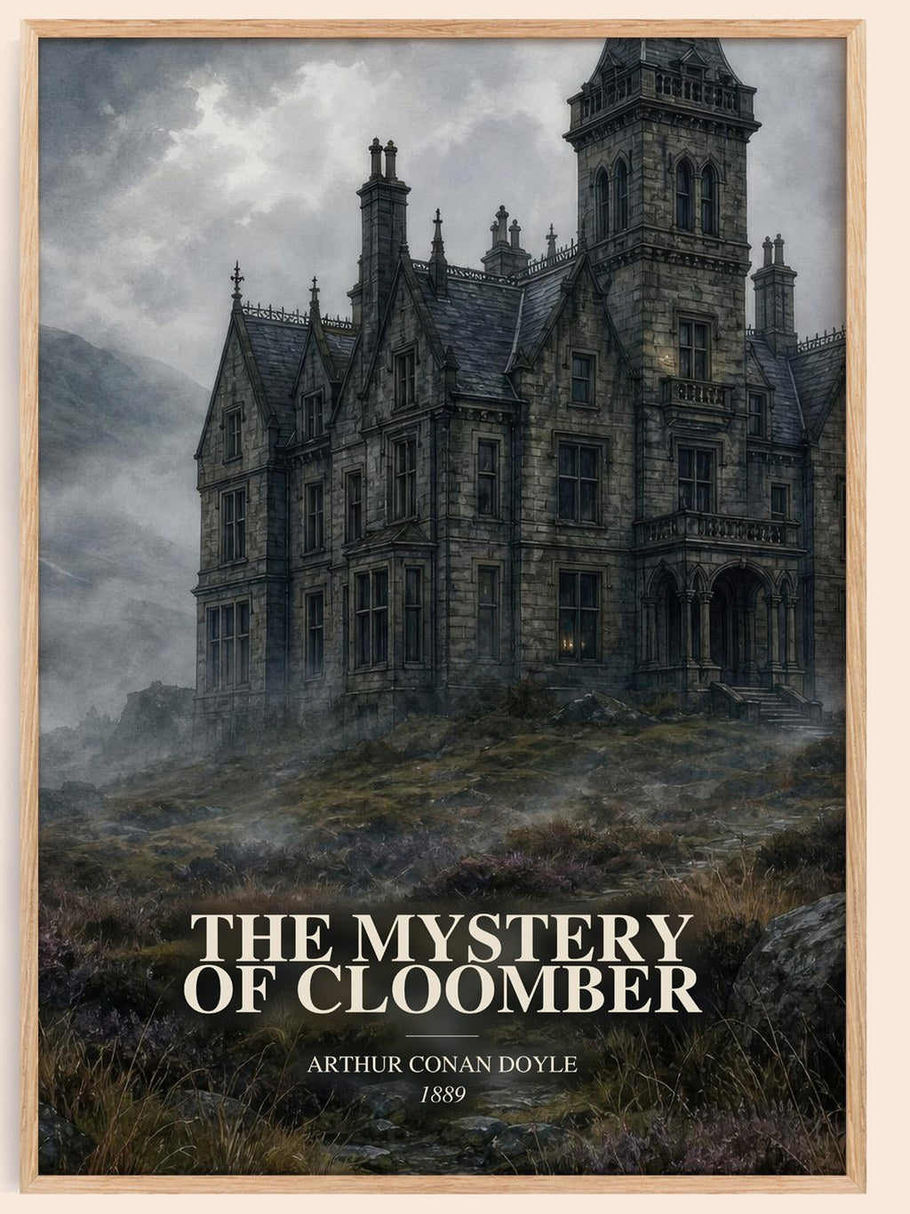 The Mystery Of Cloomber watercolour book poster by Arthur Conan Doyle – framed literary art print